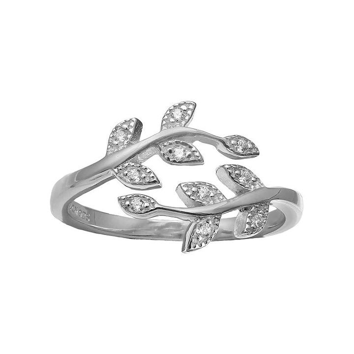 Primrose Sterling Silver Cubic Zirconia Pave Vine Bypass Ring, Women's, Size: 7, White