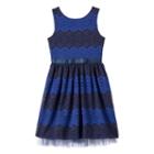 Girls Plus Size Speechless Lace Ribbon Waist Zigzag Dress, Girl's, Size: 16 1/2, Med Blue