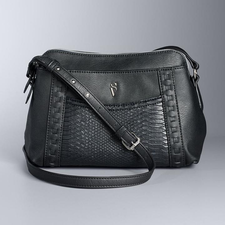 Simply Vera Vera Wang Stanzia Crossbody Bag, Women's, Black