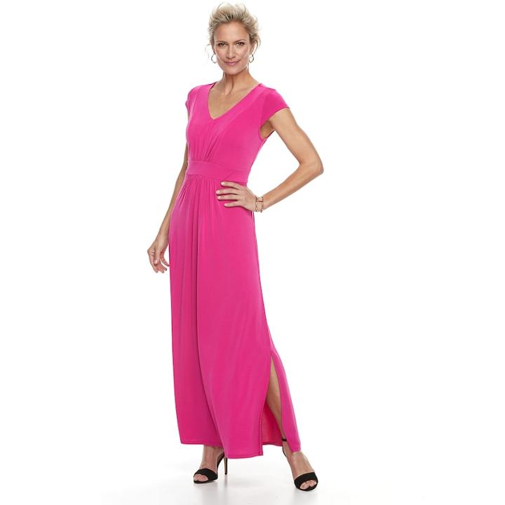 Women's Dana Buchman Shirred Maxi Dress, Size: Small, Med Pink