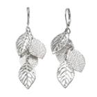 Openwork & Textured Leaf Cluster Drop Earrings, Women's, Silver