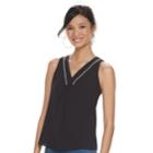 Women's Jennifer Lopez Lurex-trim Crepe Tank, Size: Medium, Black