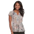 Women's Dana Buchman Printed Peplum Shirt, Size: Xs, Lt Orange