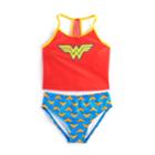 Girls 4-6x Dc Comics Wonder Woman 2-pc. Tankini & Scoop Bottoms Swimsuit Set, Size: 5-6, Red
