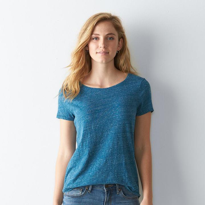 Women's Sonoma Goods For Life&trade; Essential Marled Tee, Size: Small, Blue
