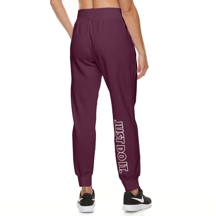 Women's Nike Cuffed Metallic Fleece Pants, Size: Medium, Dark Red