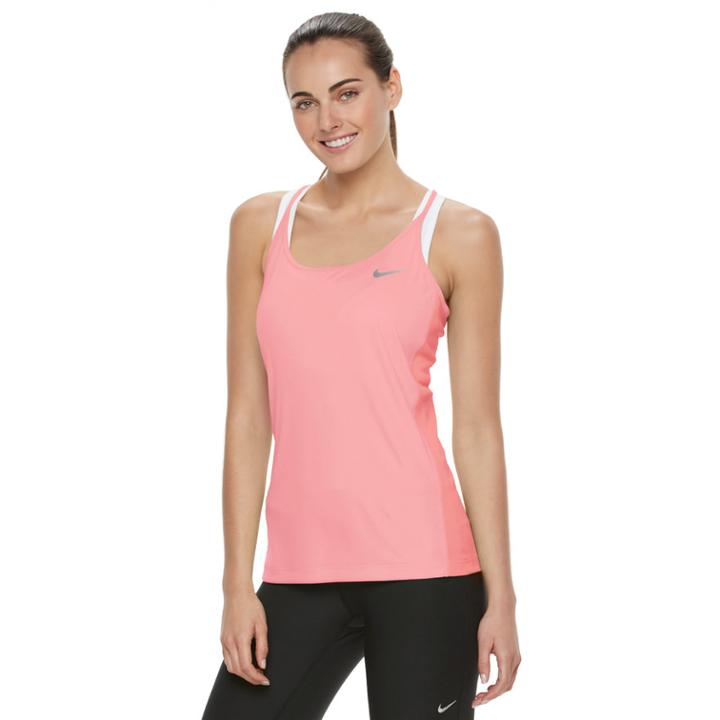 Women's Nike Dri-fit Mesh Racerback Tank Top, Size: Xl, Drk Orange