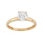 Cubic Zirconia Solitaire Engagement Ring In 10k Gold, Women's, Size: 8, White