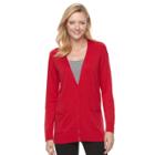 Women's Croft & Barrow&reg; V-neck Button-down Cardigan, Size: Xl, Med Red