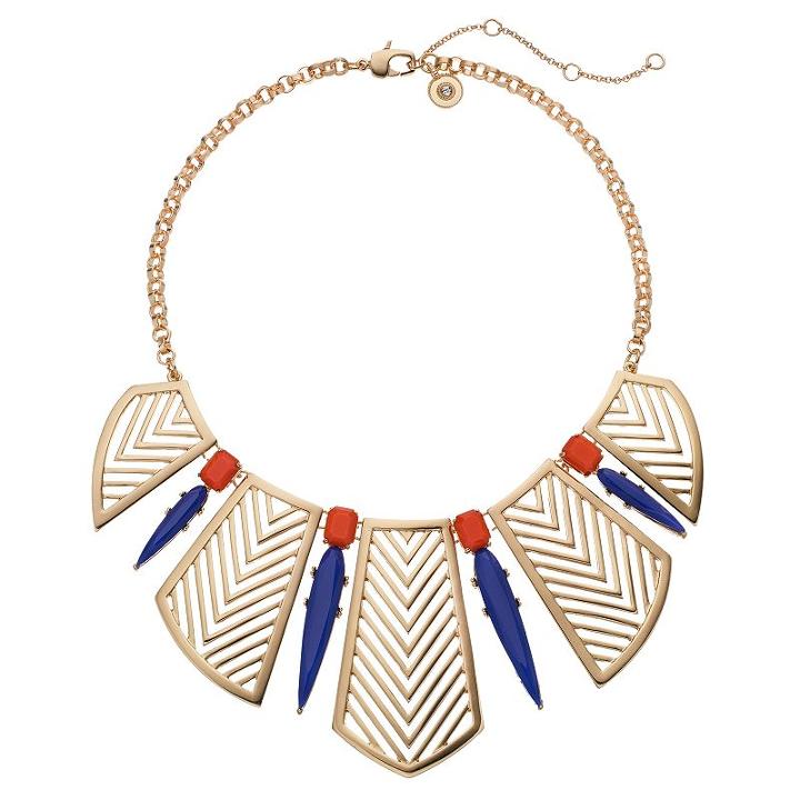 Jennifer Lopez Chevron Bib Statement Necklace, Women's, Multicolor