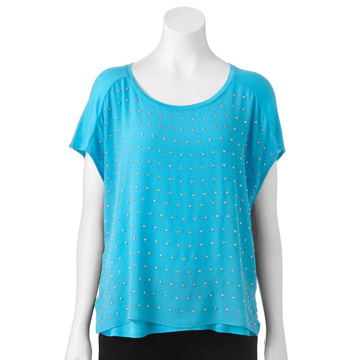 Women's Jennifer Lopez Embellished Tee, Size: Xl, Blue (navy)