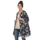 Mudd&reg; Floral Kimono With Tassels, Women's, Blue (navy)