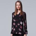 Women's Simply Vera Vera Wang Printed Chiffon Popover Top, Size: Small, Oxford