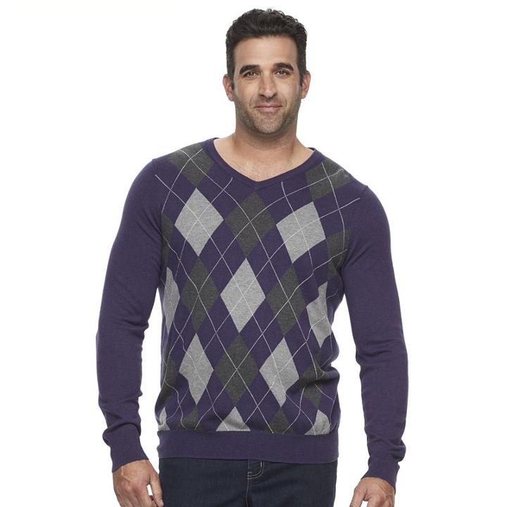 Big & Tall Croft & Barrow&reg; True Comfort Classic-fit Easy-care V-neck Sweater, Men's, Size: Xxl Tall, Drk Purple