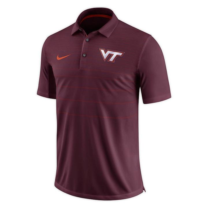 Men's Nike Virginia Tech Hokies Striped Sideline Polo, Size: Medium, Dark Red