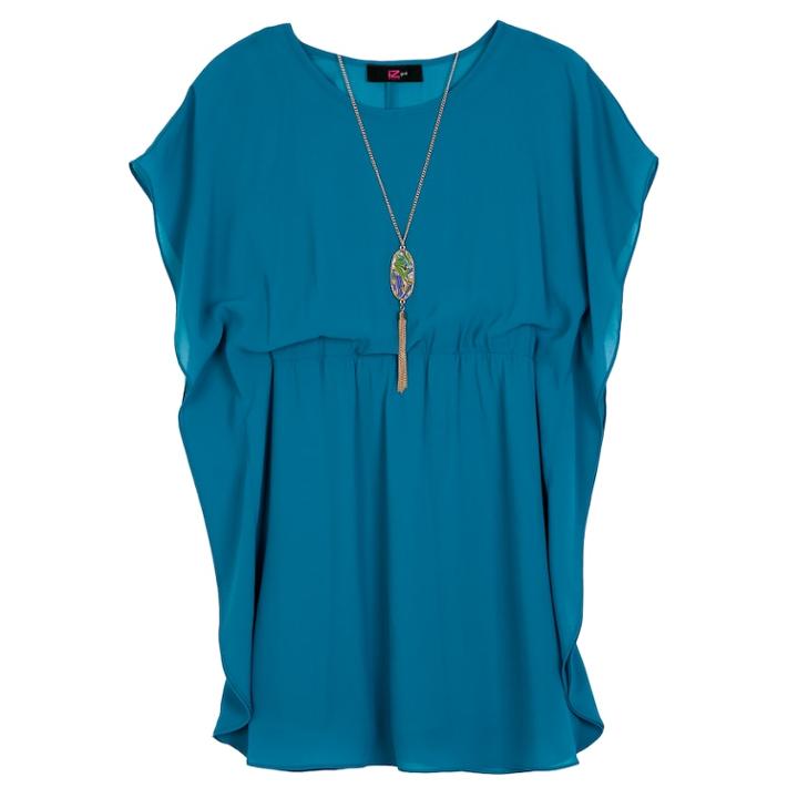Girls 7-16 Iz Amy Byer Butterfly Sleeve Gathered Dress With Necklace, Size: 16, Med Green