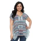 Plus Size World Unity Crochet Flutter Sleeve Top, Women's, Size: 2xl, Blue (navy)
