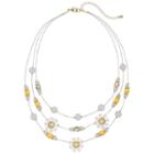 Yellow Bead & Daisy Flower Multi Strand Necklace, Women's