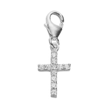 Personal Charm Sterling Silver Cubic Zirconia Cross Charm, Women's
