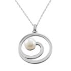 Sterling Silver Freshwater Cultured Pearl Swirl Pendant, Adult Unisex, Size: 18, Grey