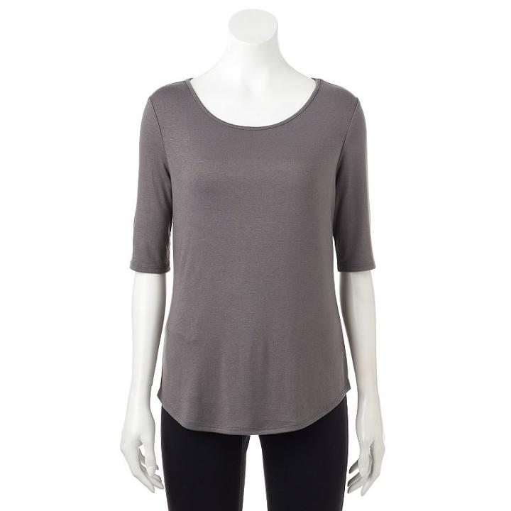Women's Apt. 9&reg; Essential Scoopneck Tee, Size: Xxl, Grey