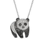 1/4 Carat T.w. Black And White Diamond Sterling Silver Panda Pendant Necklace, Women's, Size: 18