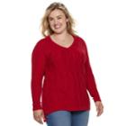 Plus Size Sonoma Goods For Life&trade; Trellis Cable-knit Sweater, Women's, Size: 3xl, Dark Red