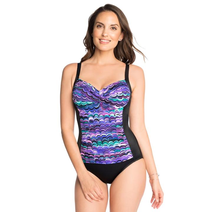 Women's Croft & Barrow&reg; Bust Minimizer Twist-front One-piece Swimsuit, Size: 18, Purple