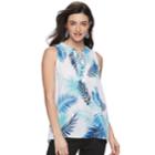 Women's Apt. 9&reg; Lace-up Georgette Tank, Size: Xxl, Med Blue