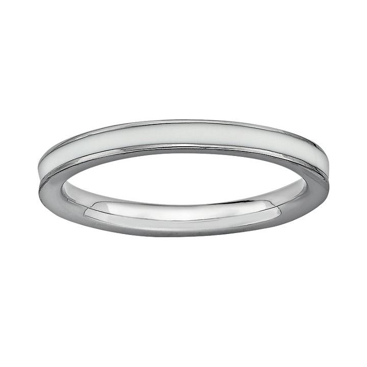 Stacks And Stones Sterling Silver White Enamel Stack Ring, Women's, Size: 5