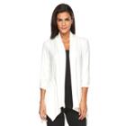 Women's Ab Studio Shark-bite Hem Open-front Cardigan, Size: Regular, White Oth
