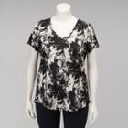 Plus Size Simply Vera Vera Wang Printed Rounded-hem Tee, Women's, Size: 3xl, Oxford
