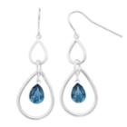 Brilliance Swarovski Crystal Double Teardrop Hoop Earrings, Women's, Blue