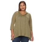 Plus Size Loramendi Marled Lace-up Hooded Sweater, Women's, Size: 1xl, Dark Green