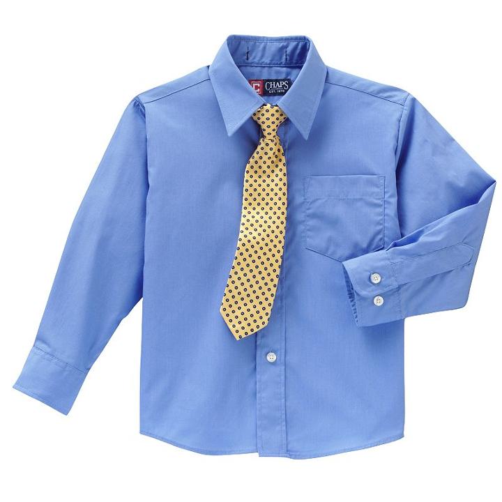 Chaps Woven Shirt And Tie Set - Boys 4-7, Boy's, Size: 4, Blue