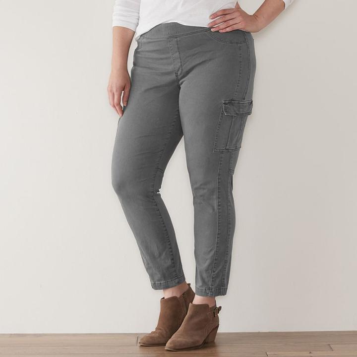 Plus Size Sonoma Goods For Life&trade; Pull-on Skinny Pants, Women's, Size: 16 W, Dark Grey