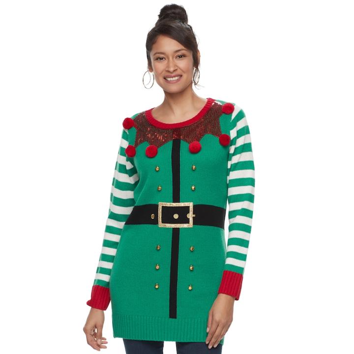 Women's Us Sweaters Holiday Tunic, Size: Medium, Med Green