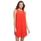 Women's Nina Leonard Crochet Trapeze Shift Dress, Size: Medium, Brt Red