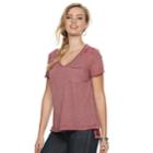 Women's Rock & Republic&reg; V-neck Boyfriend Tee, Size: Medium, Dark Red