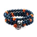 Chicago Bears Dyed Freshwater Cultured Pearl Team Logo Charm Stretch Bracelet Set, Women's, Blue