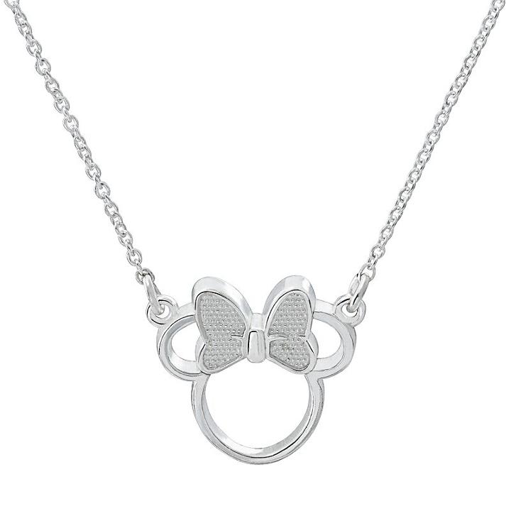 Disney's Minnie Mouse Sterling Silver Necklace, Women's, Size: 18, Grey