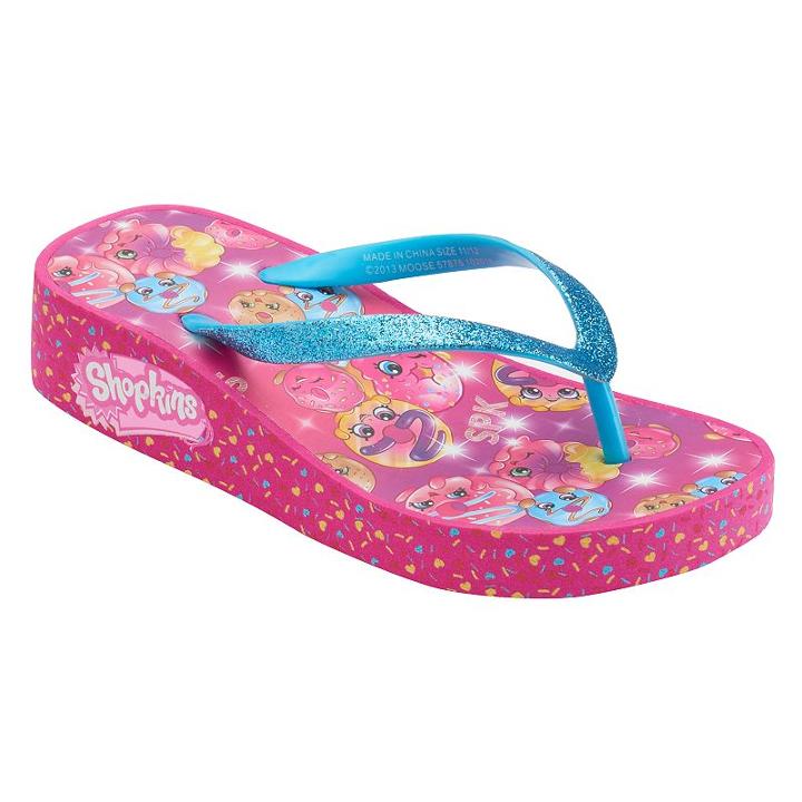 Girls 4-16 Shopkins D'lish Donut, Dolly Donut & Polly Donut Wedge Flip Flops, Girl's, Size: 13-1, Med Pink
