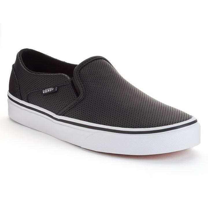 Vans Asher Women's Perforated Slip-on Skate Shoes, Size: 11, Black