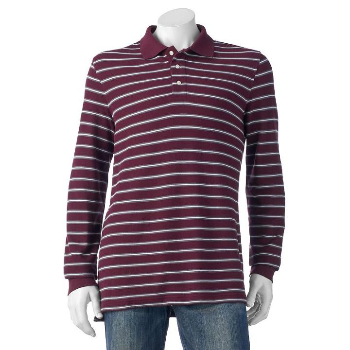 Men's Croft & Barrow&reg; Classic-fit Yarn-dyed Striped Polo, Size: Large, Red