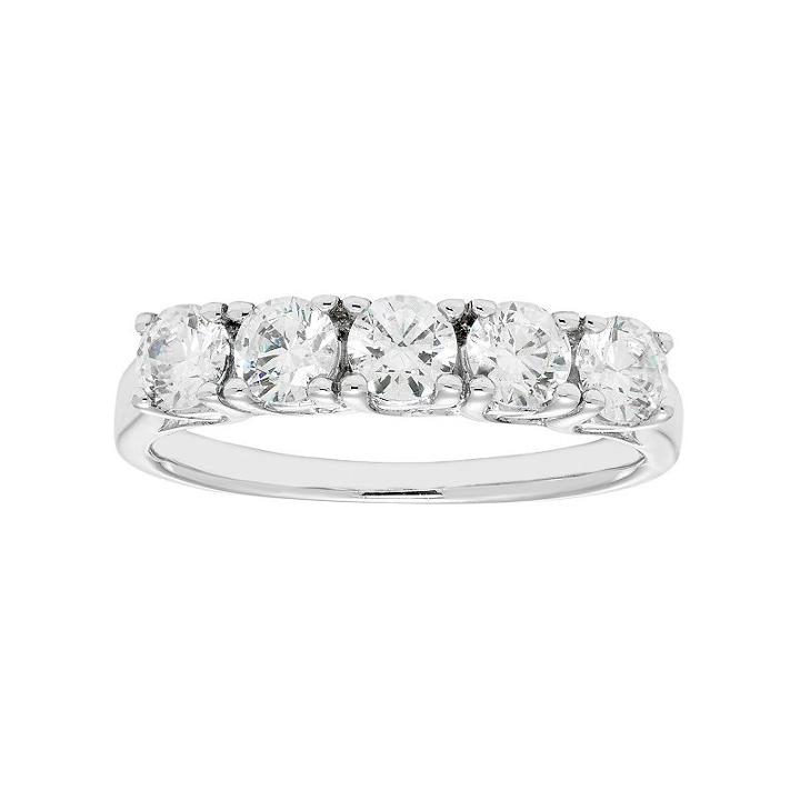 14k White Gold 1 Carat T.w. Lab-created Moissanite Anniversary Ring, Women's, Size: 9