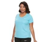 Plus Size Nike Miler Dri-fit Short Sleeve Top, Women's, Size: 3xl, Brt Blue
