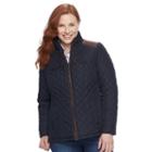 Plus Size Weathercast Quilted Side-stretch Jacket, Women's, Size: 1xl, Dark Blue