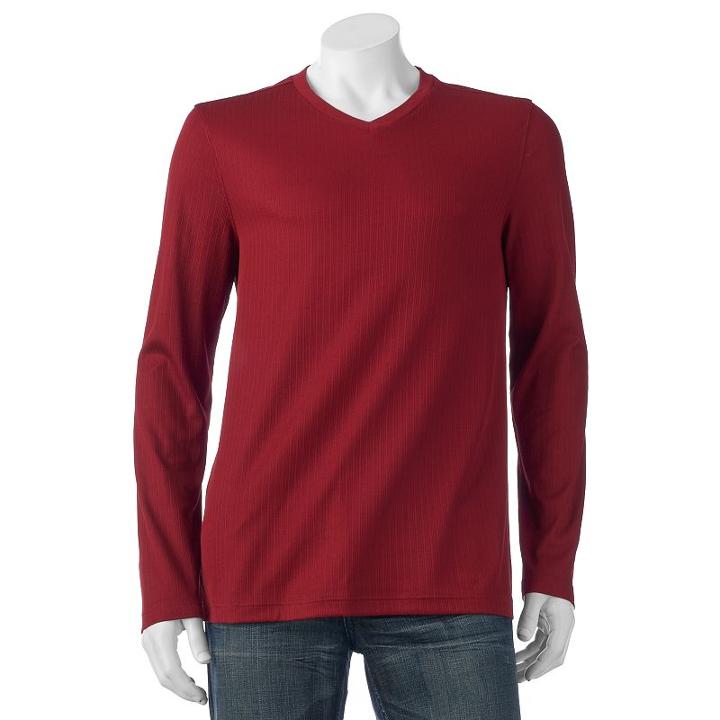 Men's Croft & Barrow&reg; Classic-fit Ribbed V-neck Sweater, Size: Xl, Red