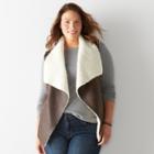 Plus Size Sonoma Goods For Life&trade; Faux-leather Sherpa Vest, Women's, Size: 3xl, Dark Brown