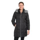 Women's Fleet Street Down Faux-fur Trim Jacket, Size: Large, Black